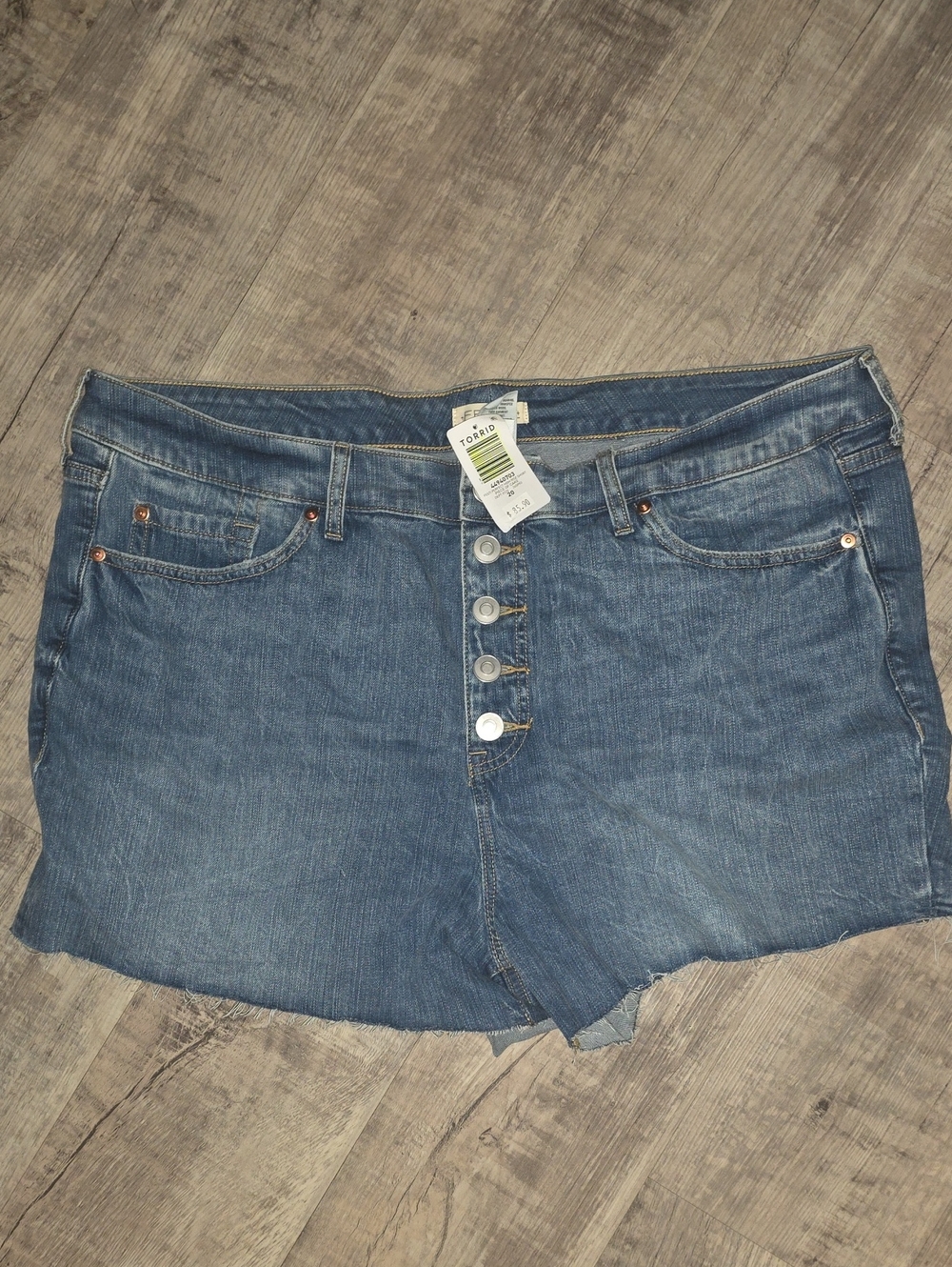 torrid Distressed Blue Button-Front Denim Shorts